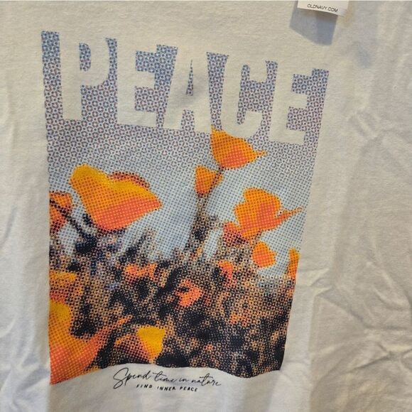 Old Navy White T-Shirt with Orange Floral Graphic NWT XSMALL - Picture 2 of 6